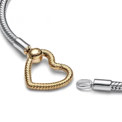 Bracelet Maille Serpent avec Fermoir Cœur en Métal doré à l'or rose fin 585/1000 Pandora Moments