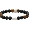 Bracelet Rochet B28600103 - ZEN Perles Agate NoiresQuartz Oeil de Tigre Acier Molet Rochet