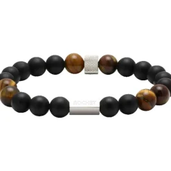 Bracelet Rochet B28600103 - ZEN Perles Agate NoiresQuartz Oeil de Tigre Acier Molet Rochet