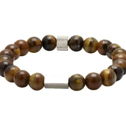 Bracelet Rochet B286003 - ZEN Perles Quartz Oeil de Tigre Acier Moleté Rochet