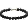 Bracelet Rochet B266001 - ZEN Perles Agate Noires Acier Moleté Rochet