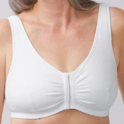 Brassière blanc - post opératoire avec poches - sans armatures en coton