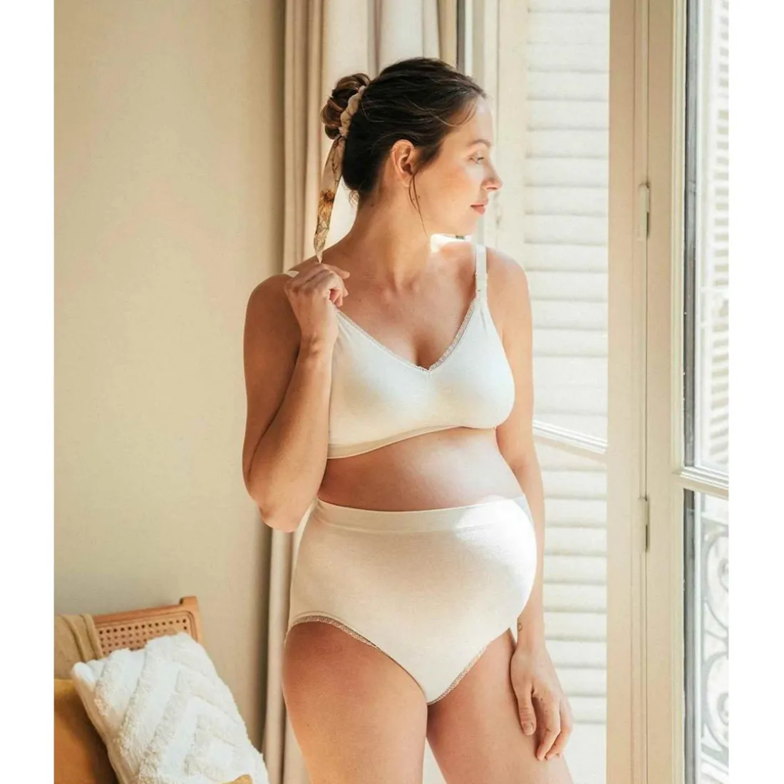 Brassière d'allaitement Blanc - Cache Coeur en coton
