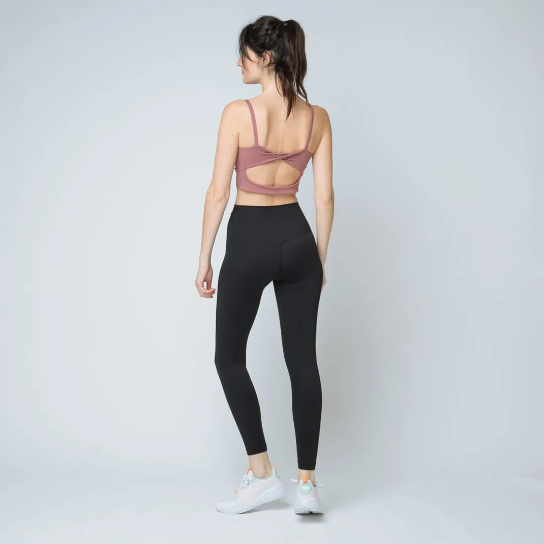 Brassière de sport dos croisé Femme rose en nylon