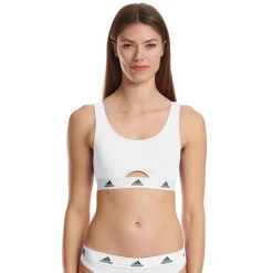 Brassière femme Coton Logo Adidas blanc