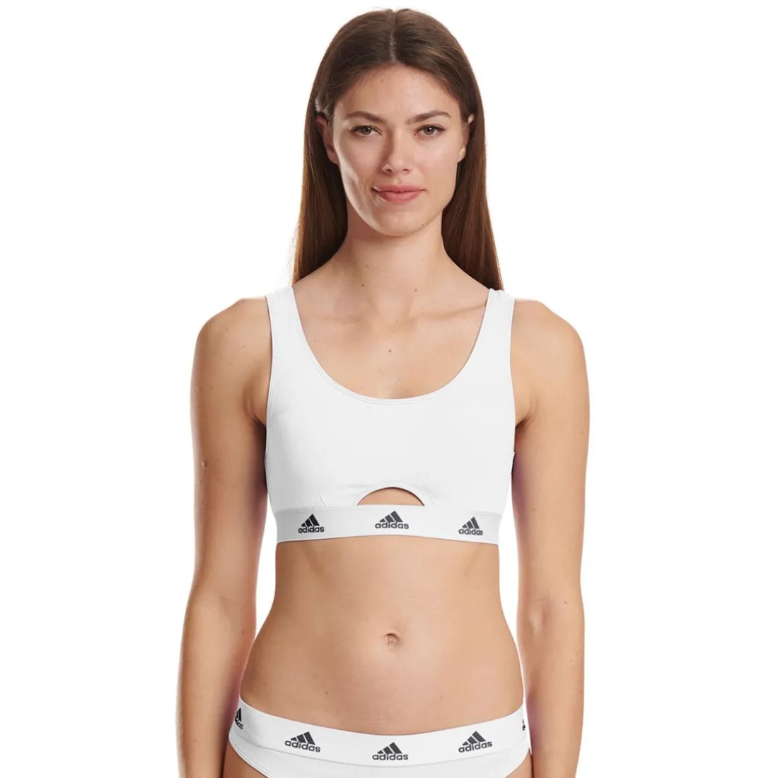 Brassière femme Coton Logo Adidas blanc