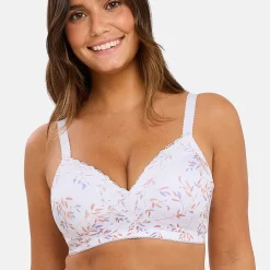 Brassière sans armatures Coline Imprimé Feuilles Claires blanc