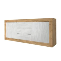 Buffet 2 portes 3 tiroirs chene blanc