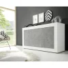 Buffet 3 portes BASIC blanc et décor beton