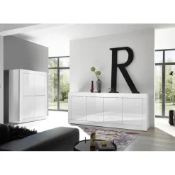 Buffet 4 portes BASIC laqué blanc brillant