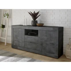 Buffet 2 portes battantes et 2 tiroirs URBINO oxyde