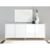 Buffet 4 portes blanc lacqué brillant