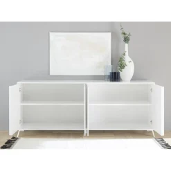 Buffet 4 portes blanc lacqué brillant
