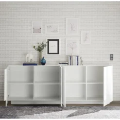 Buffet 4 portes blanc laqué brilliant