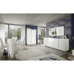 Buffet 4 portes blanc laqué brilliant
