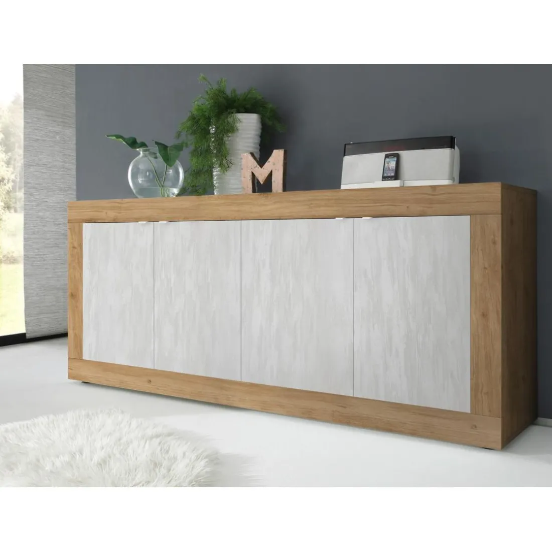Buffet 4 portes chene cadiz blanche