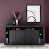 Buffet 4 portes chene noir