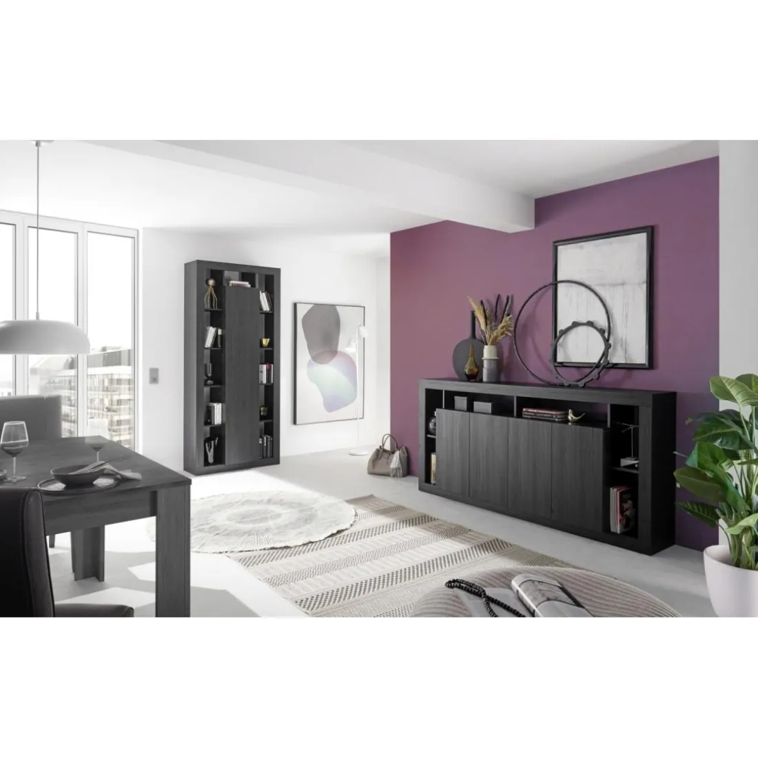Buffet 4 portes chene noir