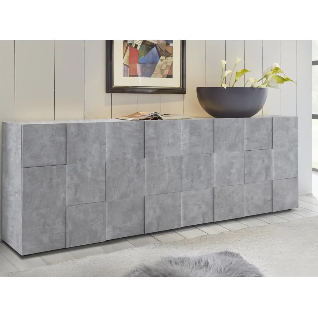 Buffet 4 portes en bois DAMA décor beton