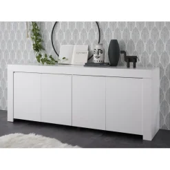 Buffet 4 portes en bois FIRENZE blanc opaque