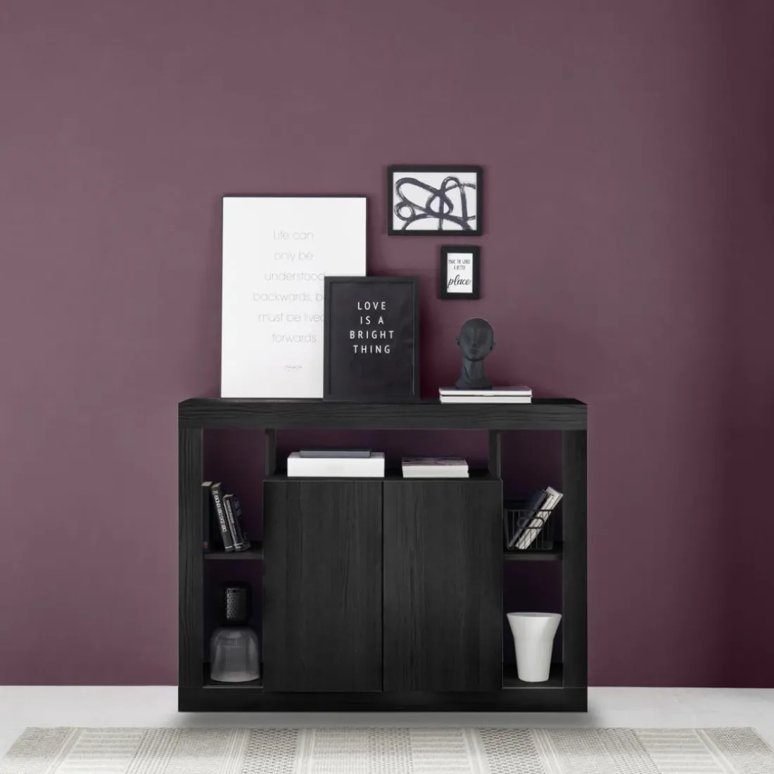 Buffet 2 portes en chene noir