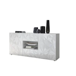 Buffet 2 portes et 2 tiroirs PRISMA laqué blanc brillant