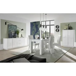 Buffet 4 portes et 3 tiroirs ICE laqué blanc brillant
