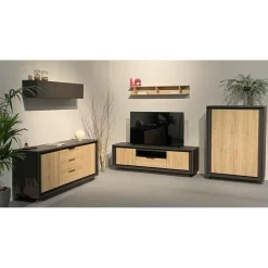 Buffet 2 portes et 3 tiroirs Lava chene