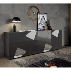 buffet 4 portes gris foncé