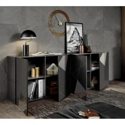 buffet 4 portes gris foncé