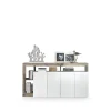 Buffet 4 portes HAMBURG décor chene et laqué blanc