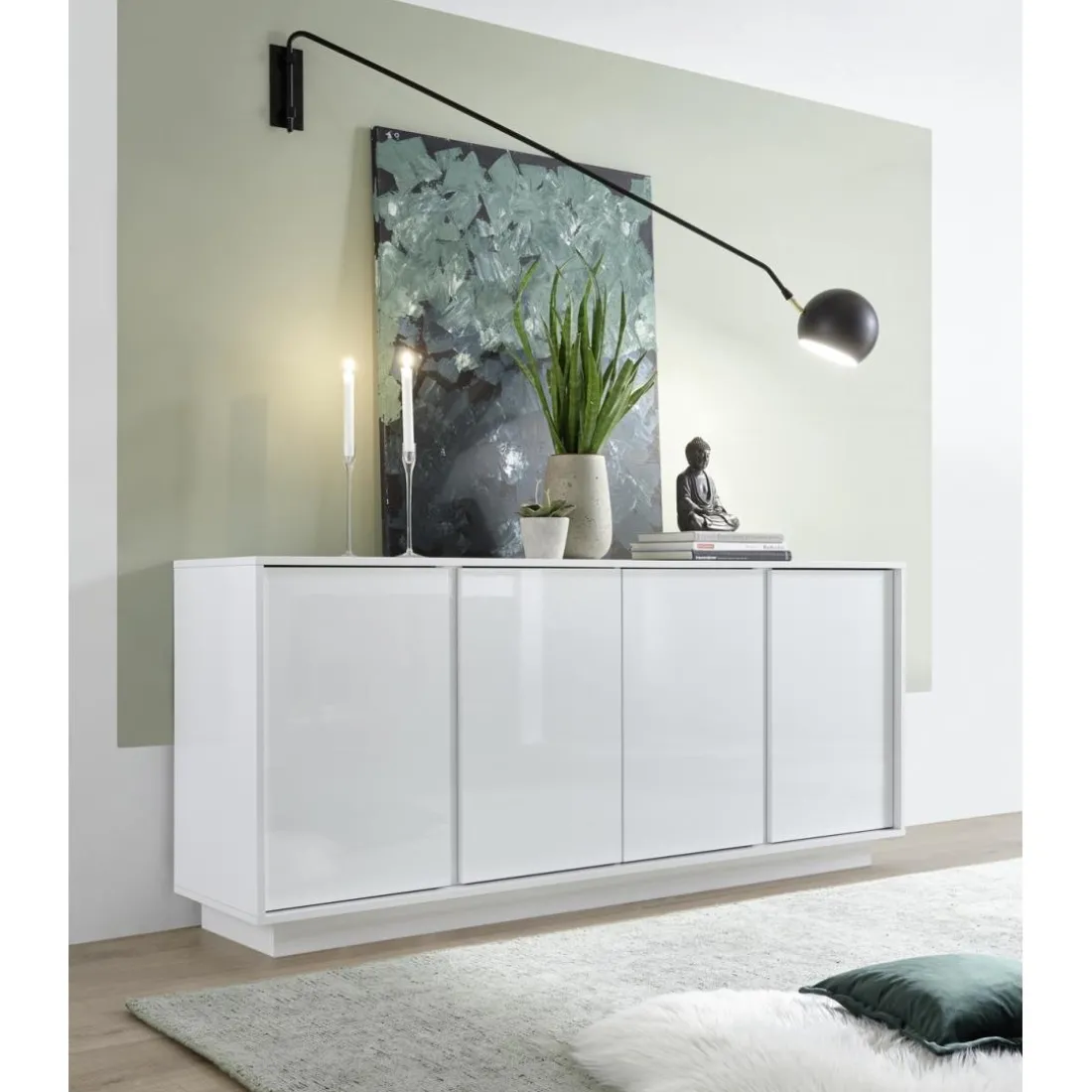 Buffet 4 portes ICE laqué blanc brillant