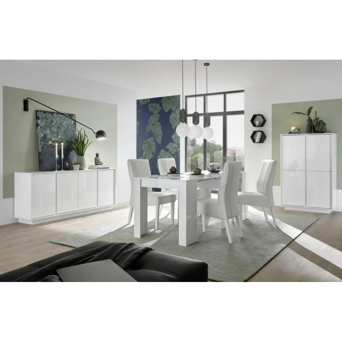 Buffet 4 portes ICE laqué blanc brillant