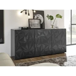 Buffet 3 portes PRISMA laqué anthracite brillant