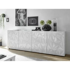 Buffet 4 portes PRISMA laqué blanc brillant