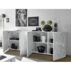 Buffet 4 portes PRISMA laqué blanc brillant