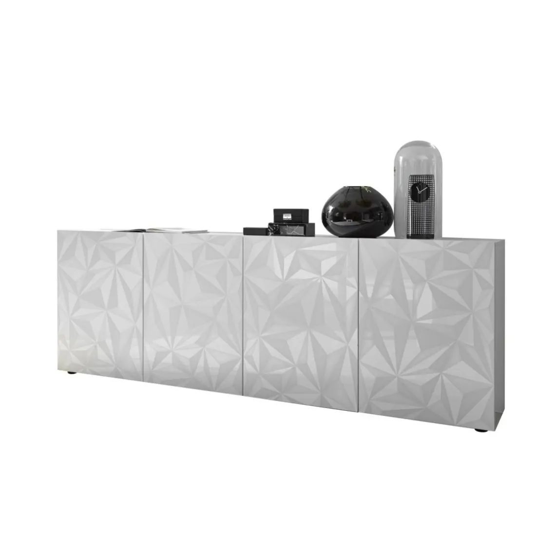 Buffet 4 portes PRISMA laqué blanc brillant