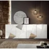 Buffet 4 portes VITTORIA blanc laqué avec sérigraphie