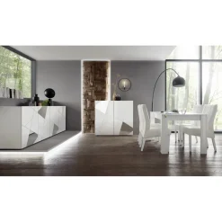 Buffet 4 portes VITTORIA blanc laqué avec sérigraphie