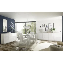 Buffet 3 tiroirs1 porte blanc laqué brilliant