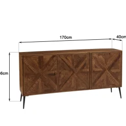 Buffet bois 3 portes symétriques pieds métal KIARA