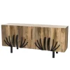 Buffet bois Manguier 177x45cm 4 portes 2 étagères déco branches pieds métal Bangalore