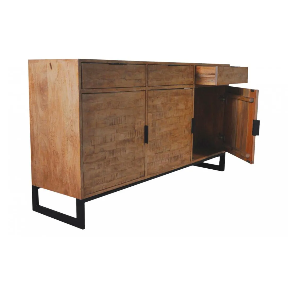 Buffet en Bois Massif Chêne Clair avec 3 portes et 3 Tiroirs FEELY