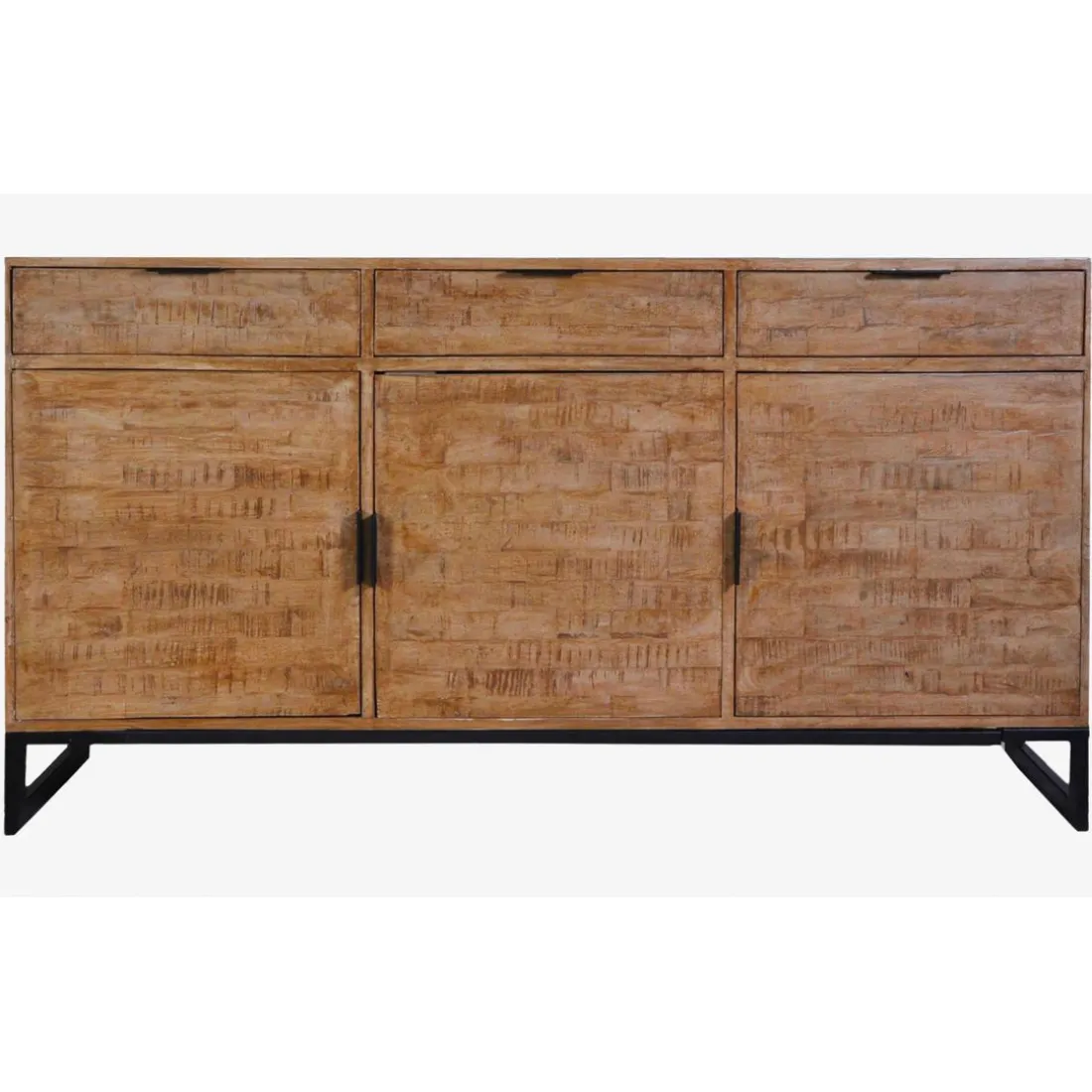 Buffet en Bois Massif Chêne Clair avec 3 portes et 3 Tiroirs FEELY