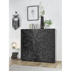 Buffet haut 2 portes PRISMA laqué anthracite brillant