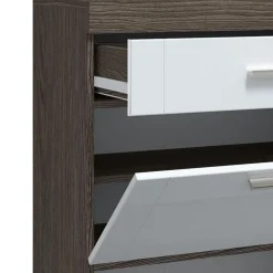 Buffet Haut 1 Tiroir Et 2 Portes Chêne Foncé Et Blanc