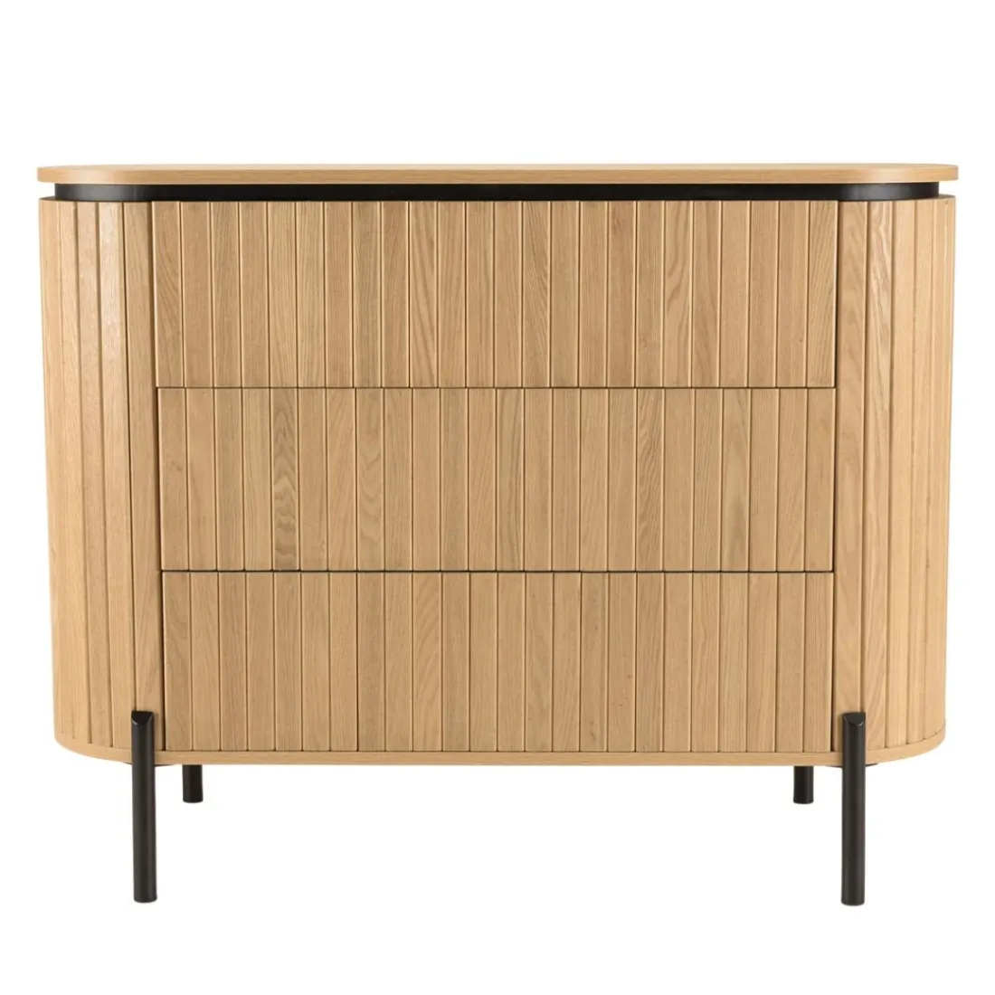 Buffet marron 3 tiroirs style rétro Pin pieds métal noir