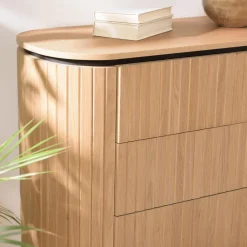 Buffet marron 3 tiroirs style rétro Pin pieds métal noir