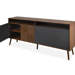 Buffet moderne avec portes battantes Jarvis Bois foncé et Gris