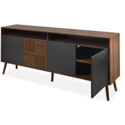 Buffet moderne avec portes battantes Jarvis Bois foncé et Gris